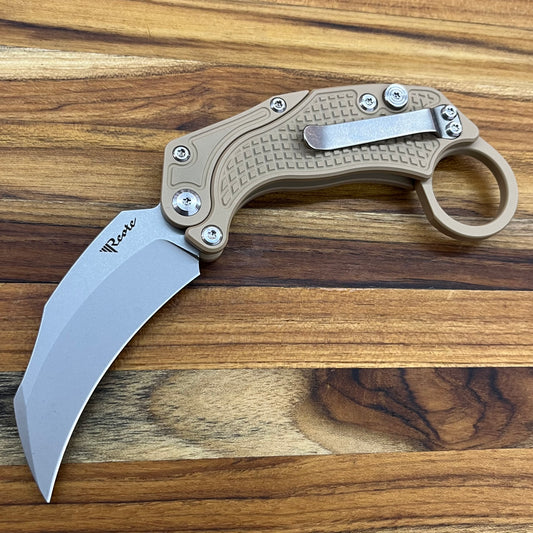 Reate EXO-K 3" Stonewash Tan Gravity Karambit w/ Trainer Knife