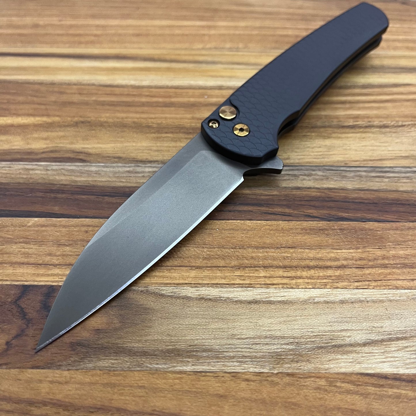 Pro-Tech Malibu 3.25" Flipping Knife w/ Wharncliffe Blade & Black Dragon Scale Aluminum Handle