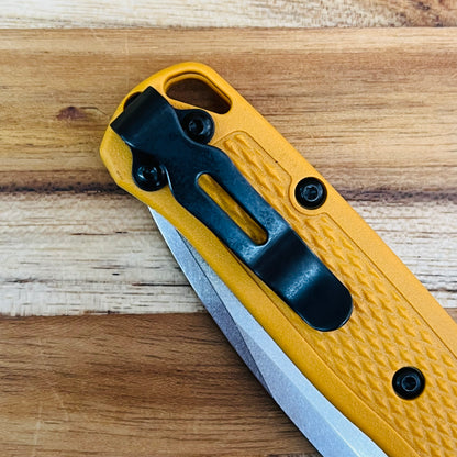 Benchmade Mini Bugout 2.85" Folding Knife w/ Daybreak Yellow Grivory Handle