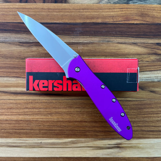 Kershaw Leek 3" Flipping Knife w/ Purple Aluminum Handle