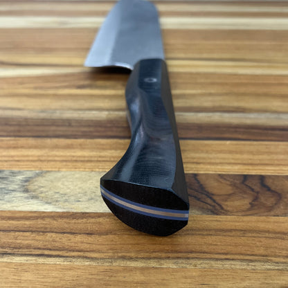Running Man Forge Semi-Custom 170mm (6.75") Santoku w/ Laser Engraving & Black Micarta Handle
