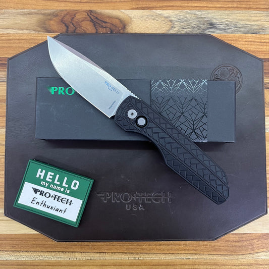 Pro-Tech Vero Synapse 2 3.5" Auto w/ Black Herringbone Textured Aluminum Handle