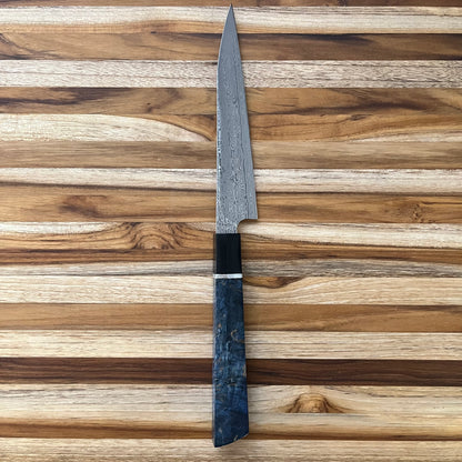 Alfredo Faccipieri Artisanal 165mm (6.5") Petty w/ Damasteel Bifrost Damascus & Blue Karelian Birch Handle