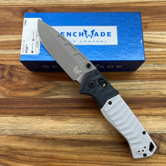 Benchmade PSK 3.5" Folding Knife w/ Tempest Gray & Storm Gray Grivory Handle