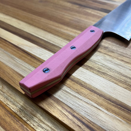 Meglio Production 10" Satin Kiritsuke 2.0 w/ Pink G10 Handle