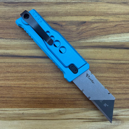 Reate Exo-U Gravity 2.5" Utility Knife w/ Blue Speedhole Handle