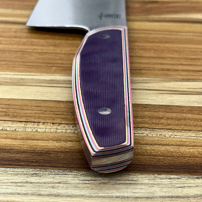 Patterson Forge Semi-Custom 200mm (8") Chef's Knife w/ Purple Multi-Colored G10 Handle