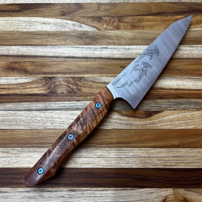 Meglio Semi-Custom 5.25" Satin Petty w/ Lasered Hammerhead & Birdseye Maple Handle