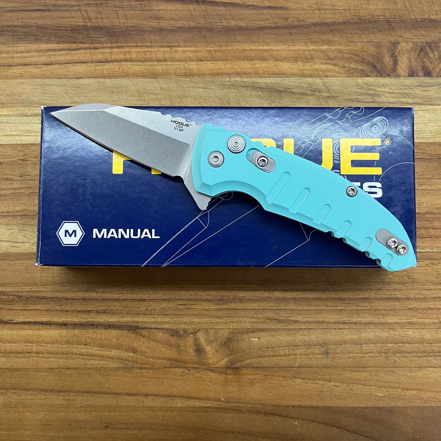 Hogue X1-MicroFlip 2.75" Flipping Knife w/ Aquamarine Aluminum Handle