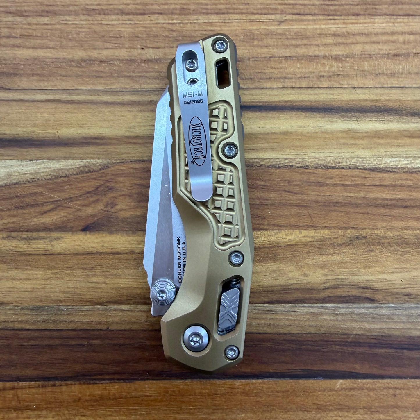 Microtech MSI Mini 3" Folding Knife w/ Tan Frag Aluminum Handle