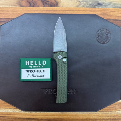 Pro-Tech Blade Show Chavez Scapegoat Compact 3" Auto w/ MagnaMax & Green Carbide Textured Aluminum Handle