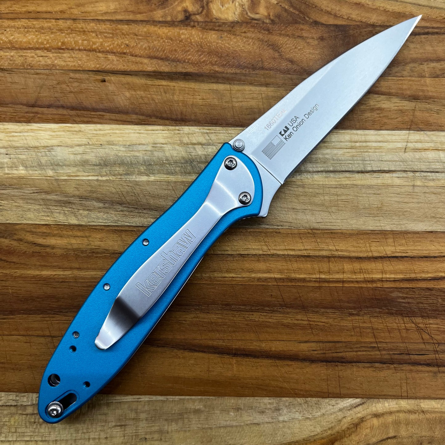 Kershaw Leek 3" Flipping Knife w/ Teal Aluminum Handle