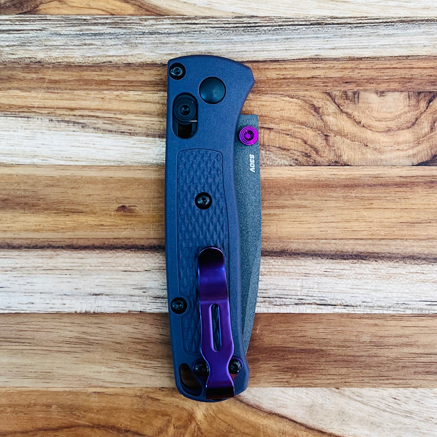 Benchmade Mini Bugout 2.85" Folding Knife w/ Dark Purple Grivory