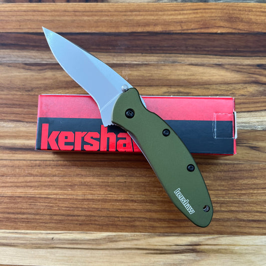 Kershaw Scallion 2.5" Flipping Knife w/ Olive Aluminum Handle