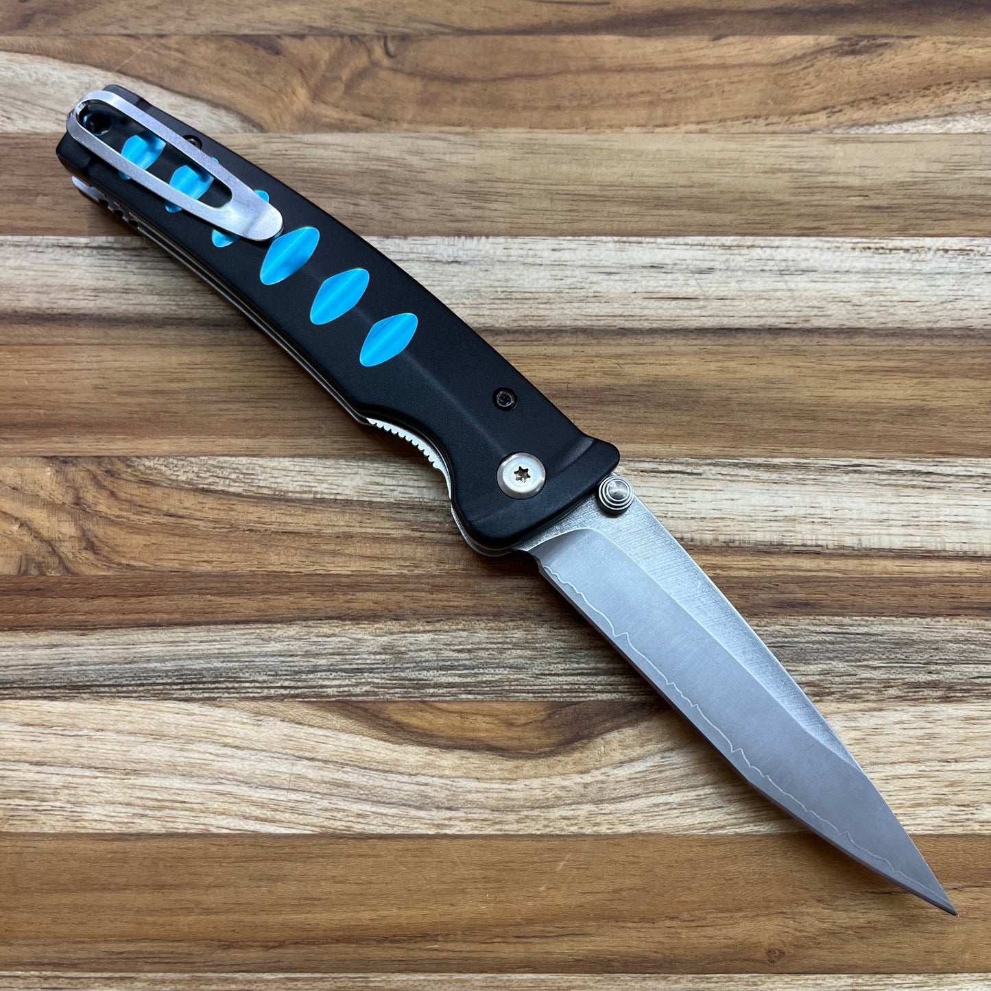 Mcusta USA Katana 3.5" Folding Knife w/ Black & Blue Aluminum Handle