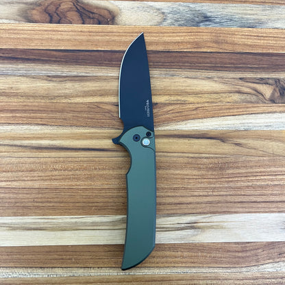 Pro-Tech Mordax 3.5" Flipping Knife w/ Black DLC Blade & Green Aluminum Handle