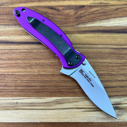 Kershaw Scallion 2.5" Flipping Knife w/ Purple Aluminum Handle