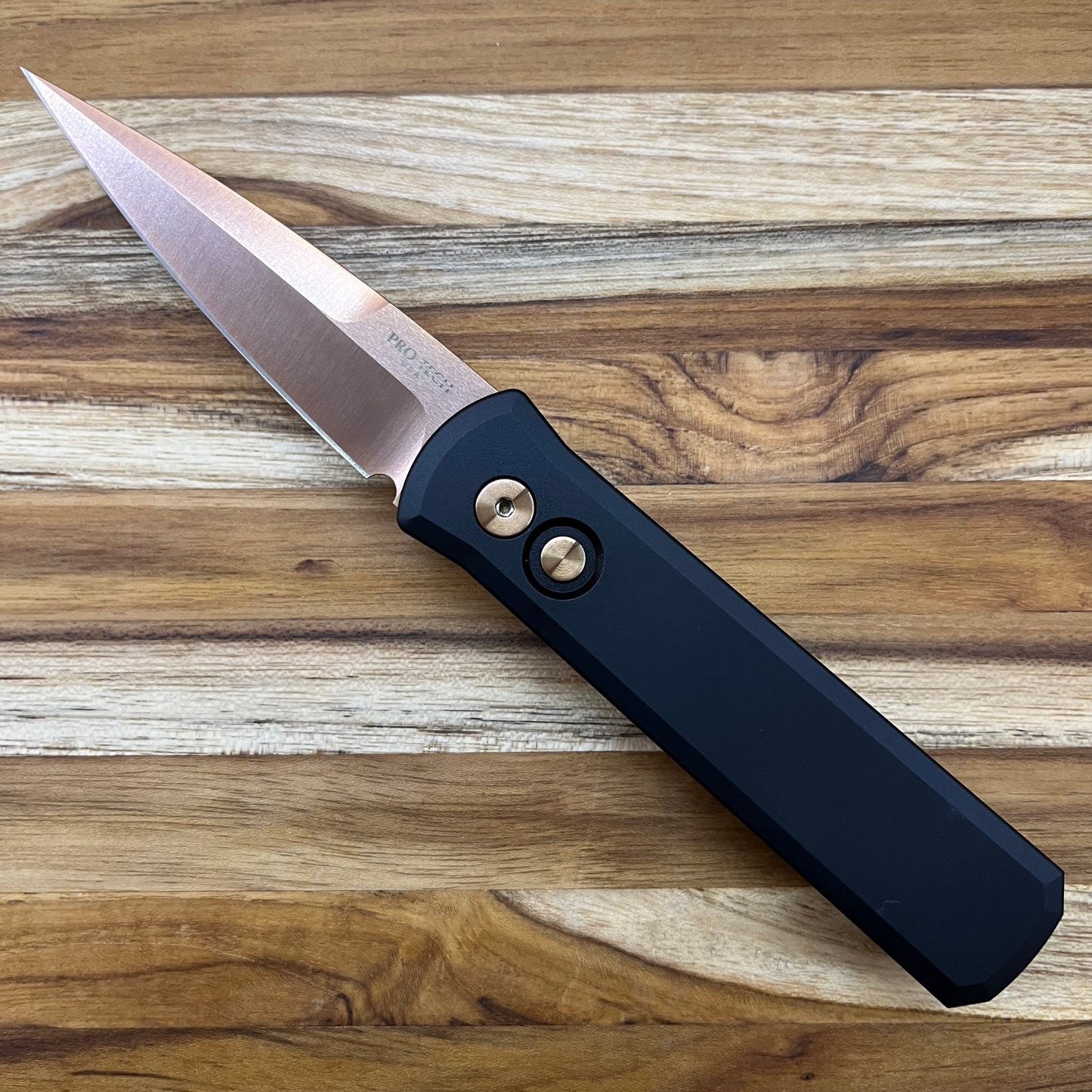 Pro-Tech Godson 3.15" Auto w/ Rose Gold Blade & Hardware