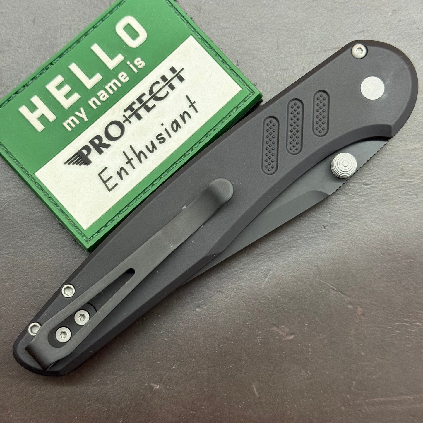 Pro-Tech Avalon 4.25" Folding Knife DLC Black w/ Knurled Black Aluminum Handle