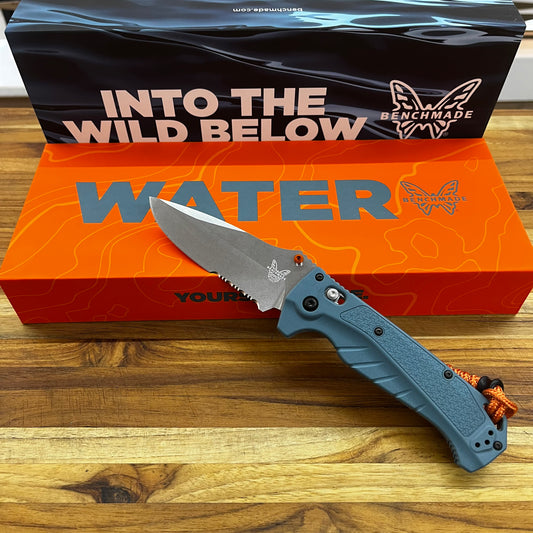 Benchmade Adira 3.5” Folding Knife w/ P/S Depth Blue Grivory Handle