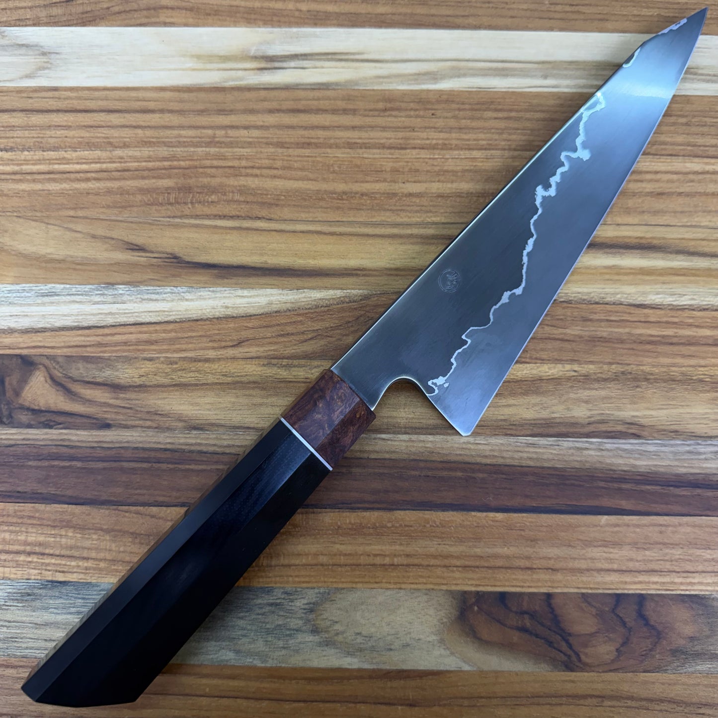 Enceladus Custom 180mm (7") K-Tip Gyuto w/ G10 & Honduran Rosewood Burl Handle