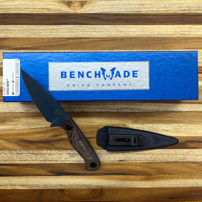 Benchmade Dacian 3.5" Fixed Blade w/ Brown Canvas Micarta Handle & Sheath