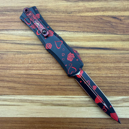 Microtech Hera II Mini D/E 3" OTF w/ Valentine's Day Aluminum Handle