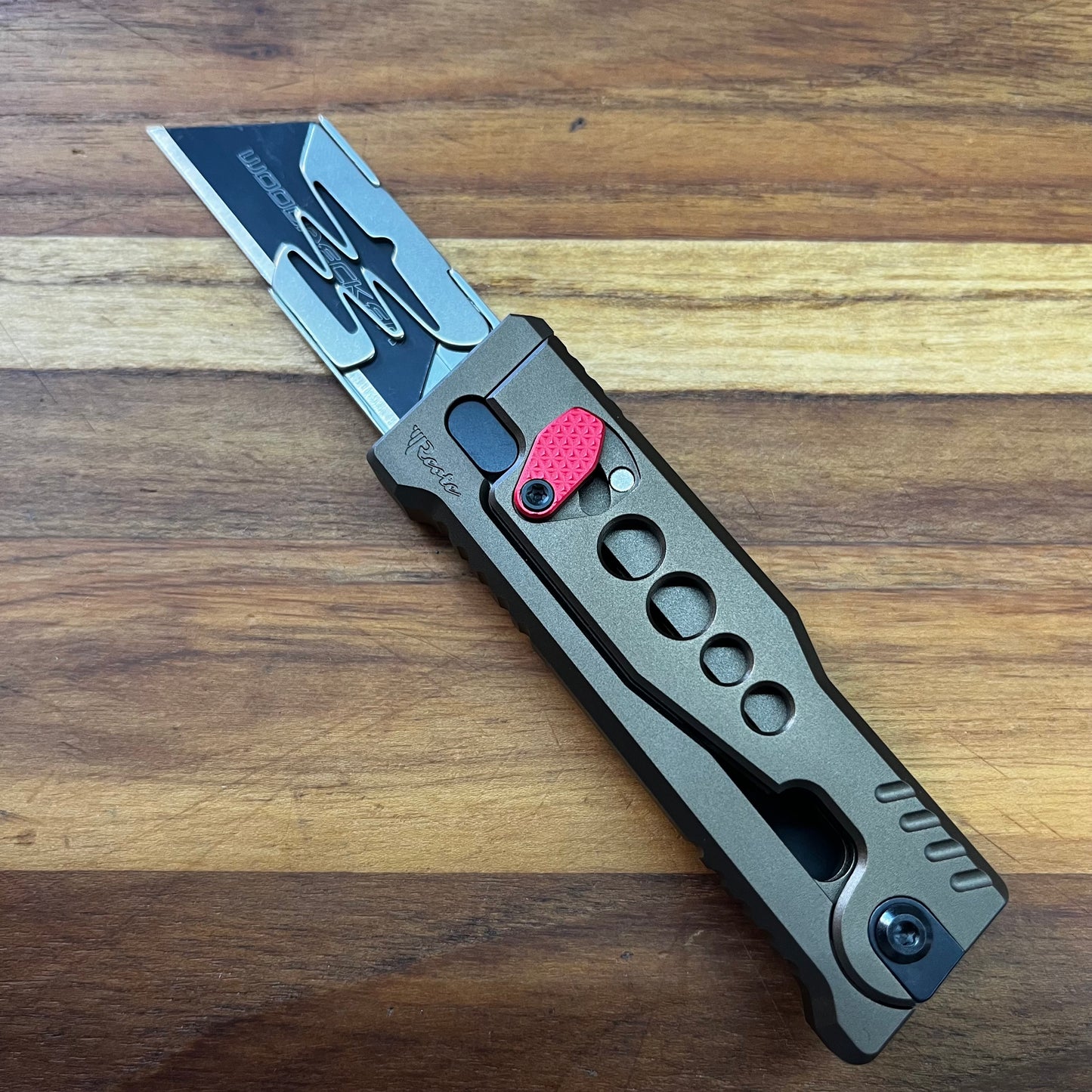 Reate Exo-U Gravity 2.5" Utility Knife w/ Speedhole Copper Aluminum Handle
