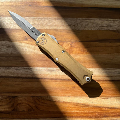 Microtech Hera II Mini D/E Bayonet 3" Apocalyptic OTF Auto w/ Tan Handle