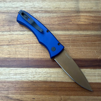 Pro-Tech *Limited Edition* Duke 2 2.75" Auto w/ Tan PVD & Navy Blue Aluminum Handle