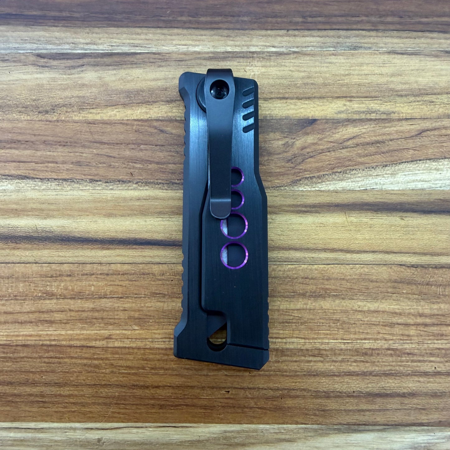 Reate Exo-U Gravity 2.5" Utility Knife w/ Black Handle & Purple Speedhole