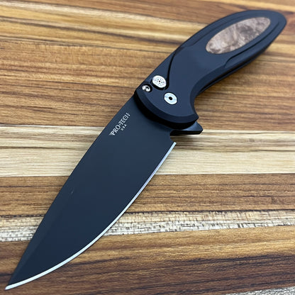 Pro-Tech *Limited Edition* Cambria Flipper 3.5" Folding Knife w/ Mosaic Pin & Maple Burl Inlay