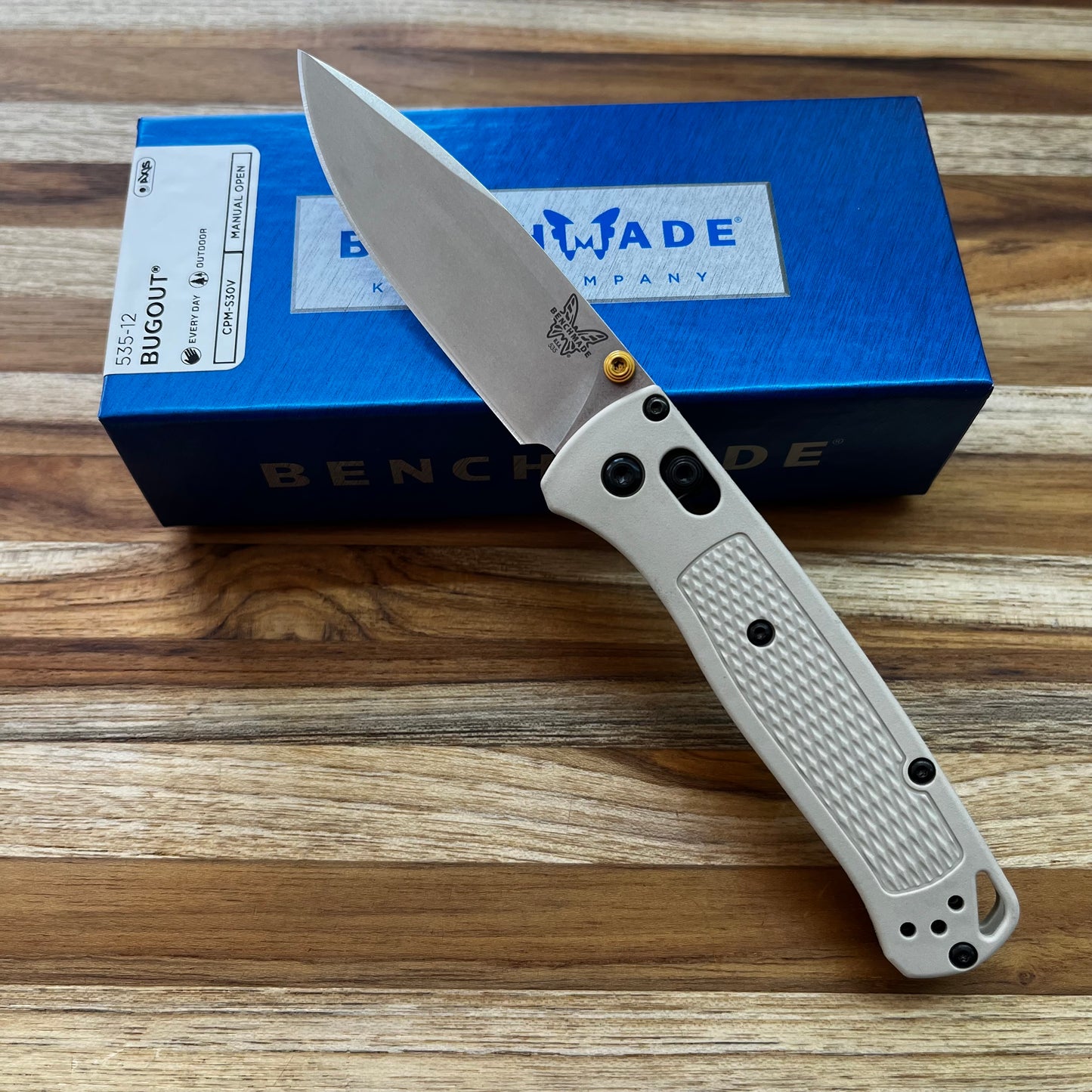 Benchmade Bugout 3.25" Folding Knife w/ Tan Grivory Handle