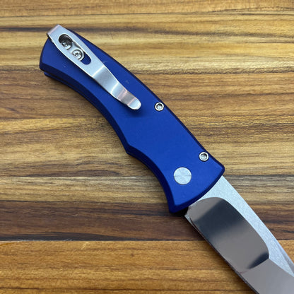 Pro-Tech Custom Duke 2 2.75" Auto w/ Mike Irie Grind & Navy Blue Aluminum Handle