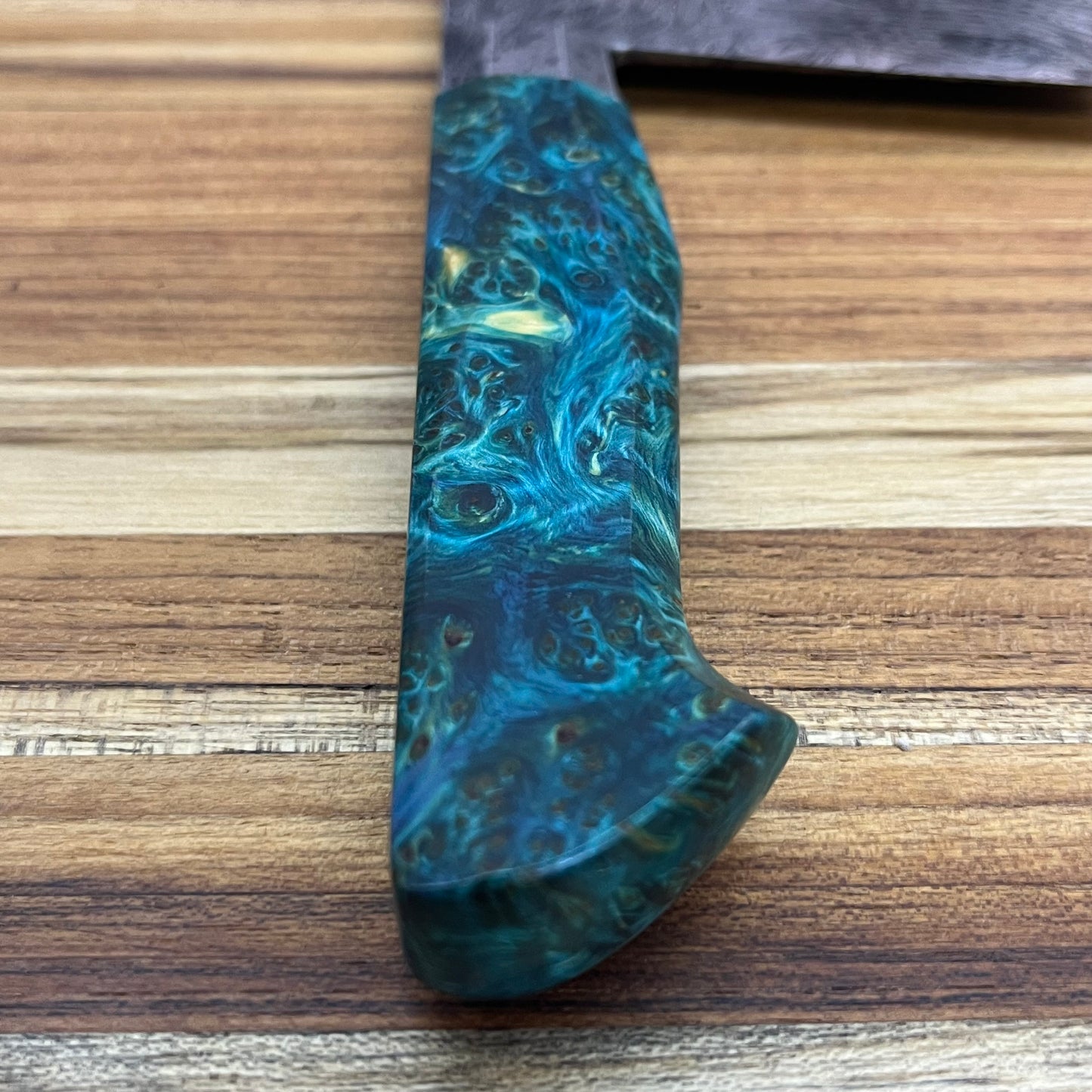 Patterson Forge Custom 215mm (8.5") Vegetable Cleaver w/ Mosaic Damascus & Yellow Cedar Handle