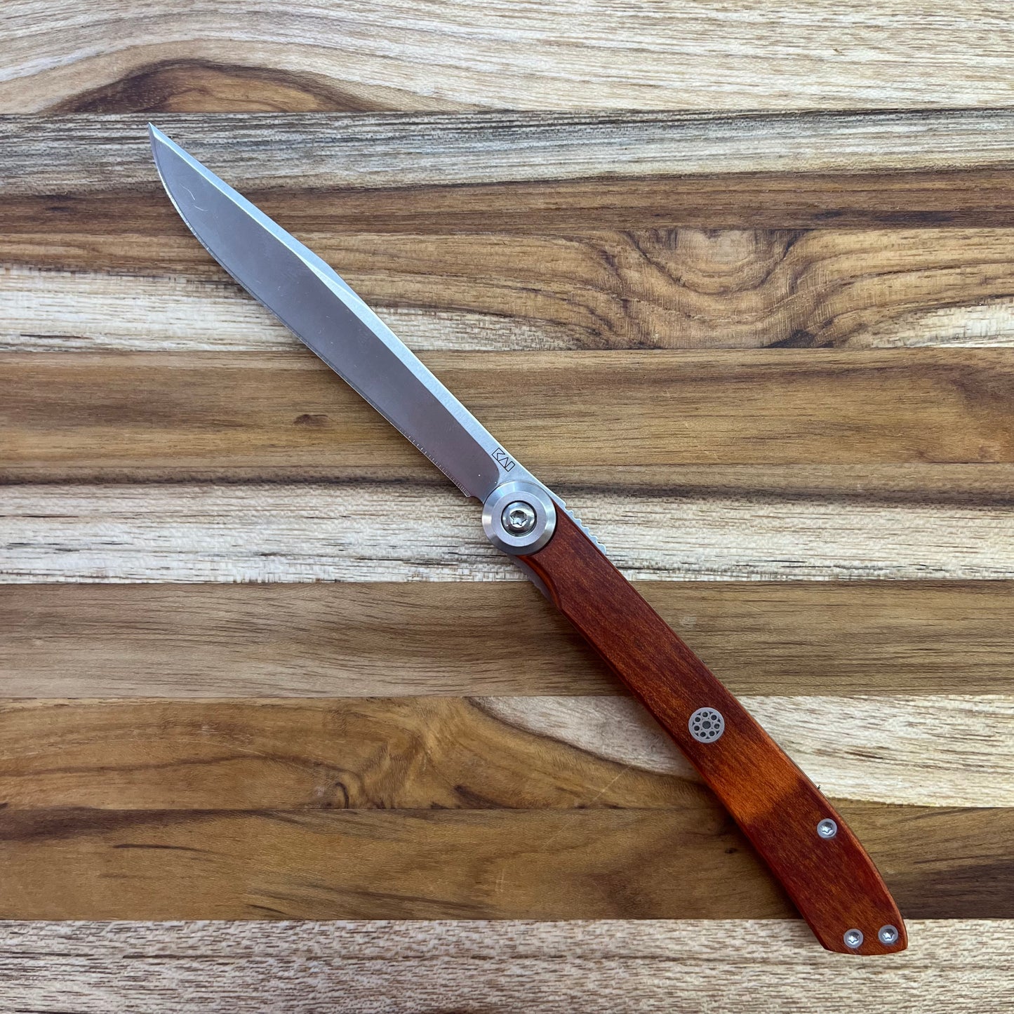 Kai Personal Folding Steak Knife 3.25" w/ Rosewood Handle and Sheath