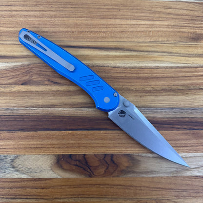 Pro-Tech Avalon 4" Folding Knife w/ Battleworn Knurled Blue Aluminum Handle