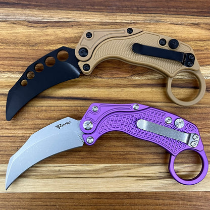 Reate EXO-K 3" Stonewash Purple Gravity Karambit w/ Trainer Knife