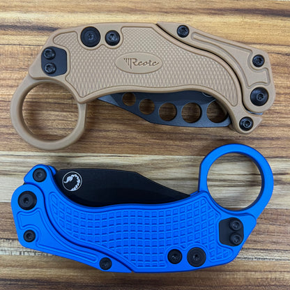 Reate EXO-K 3" PVD Blue Gravity Karambit w/ Trainer Knife