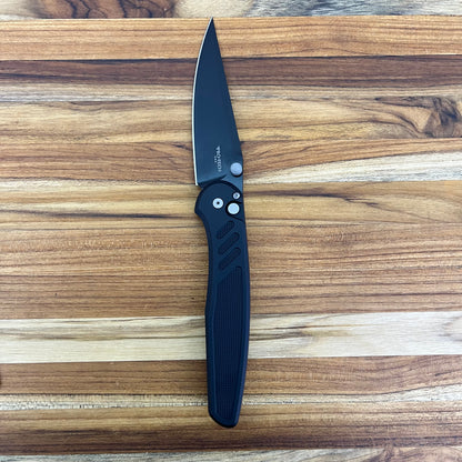 Pro-Tech Avalon 4" Folding Knife DLC Black w/ Knurled Black Aluminum Handle