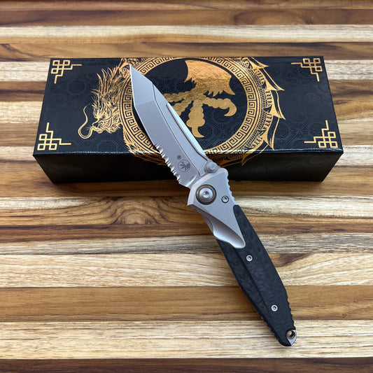 Microtech Socom Bravo Mini T/E 3.5" Bead Blast P/S Folding Knife w/ TI Pivot & Titanium/Carbon Fiber Handle