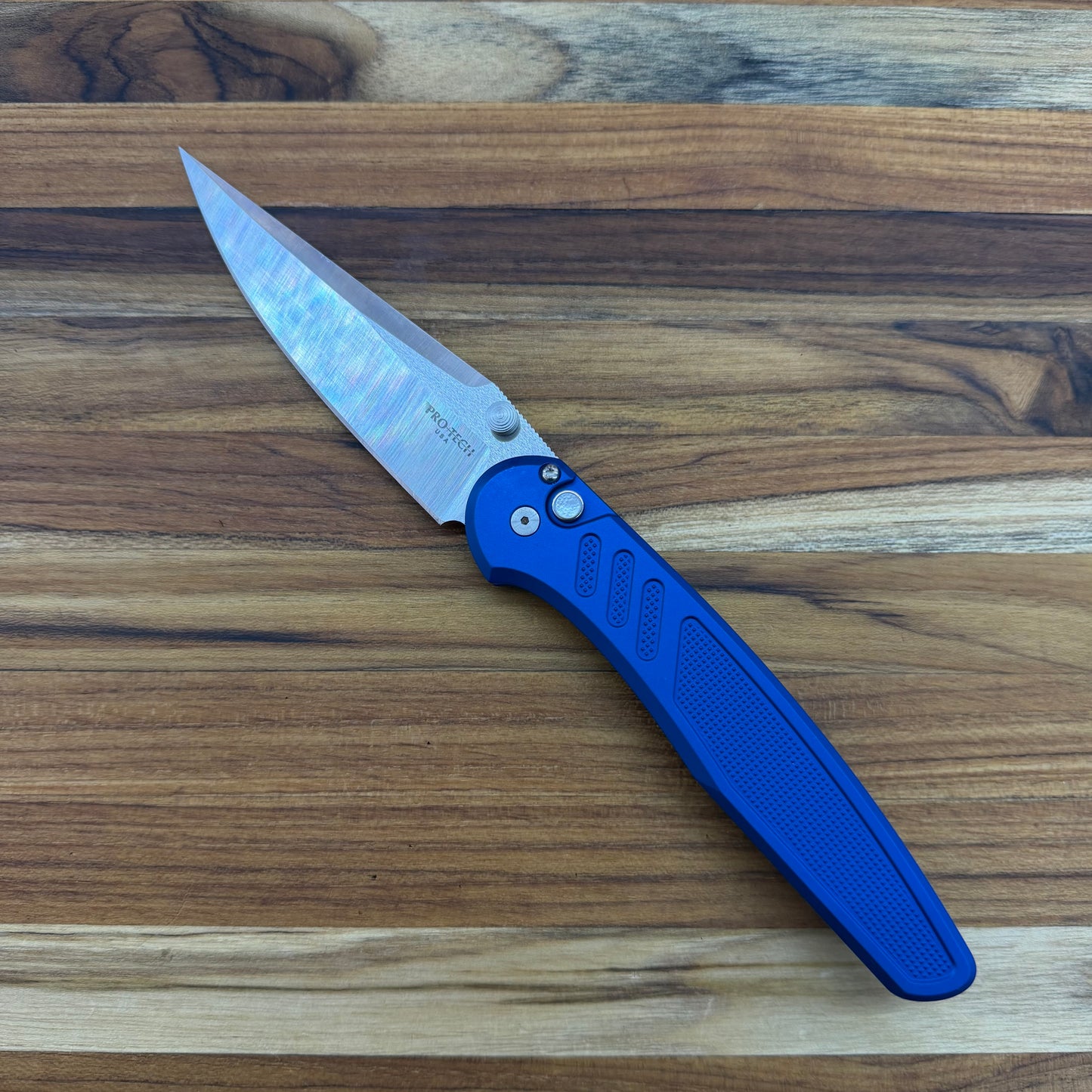 Pro-Tech Avalon 4.25" Folding Knife w/ Knurled Blue Aluminum Handle