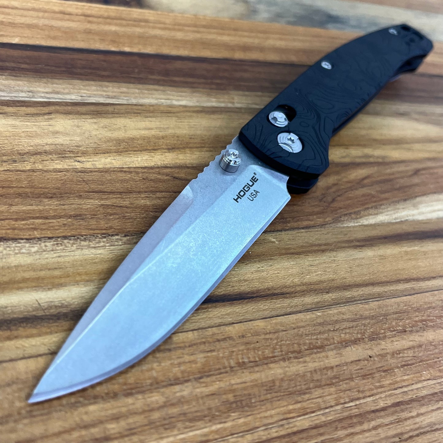 Hogue Mysto 3.4" Folding Knife w/ Black Diamond Richlite Handle