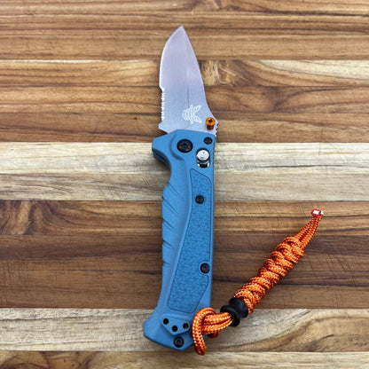 Benchmade Mini Adira 3.25” P/S Folding Knife w/ Depth Blue Grivory Handle
