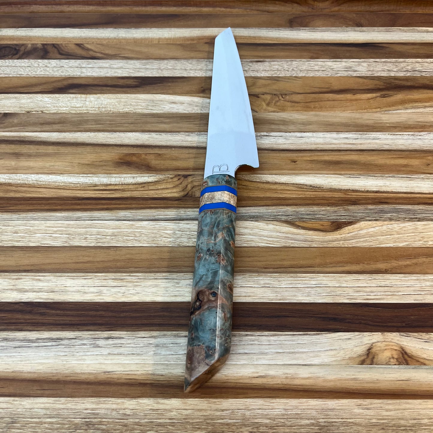 Baldwin Blades 165mm Honesuke in 1095 and Blue/Beige Redwood