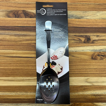 Mercer Tool 9" Matte Black Perforated Bowl Plating Spoon