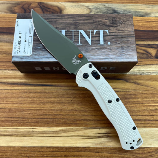 Benchmade Taggedout 3.5" Folding Knife w/ Tan Grivory Handle
