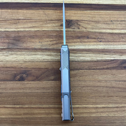 Reate EXO-M 3.25" Tanto Gravity Knife w/ Blue & Black Handle