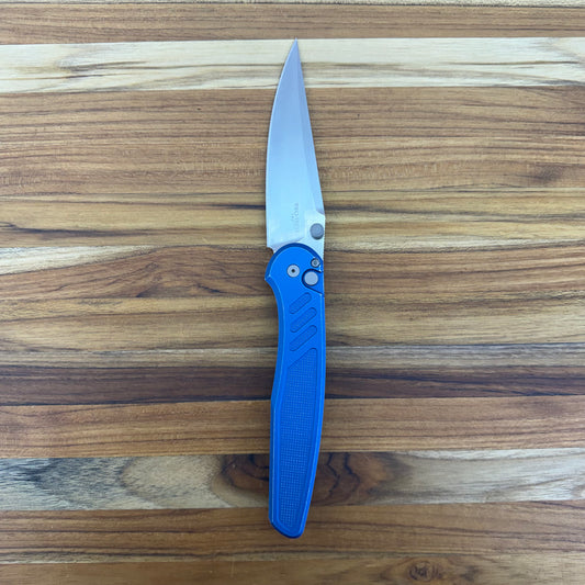 Pro-Tech Avalon 4" Folding Knife w/ Battleworn Knurled Blue Aluminum Handle