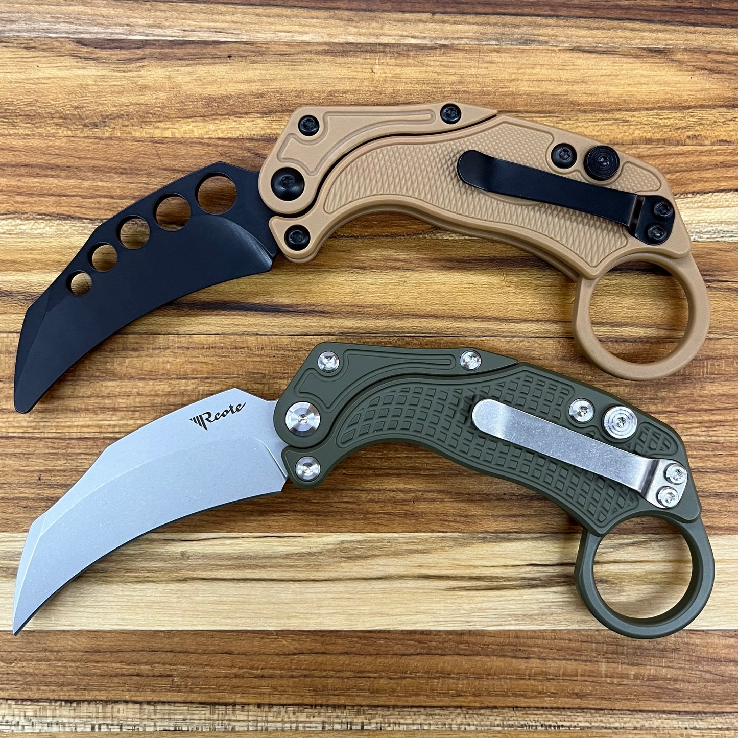Reate EXO-K 3" Stonewash Green Gravity Karambit w/ Trainer Knife